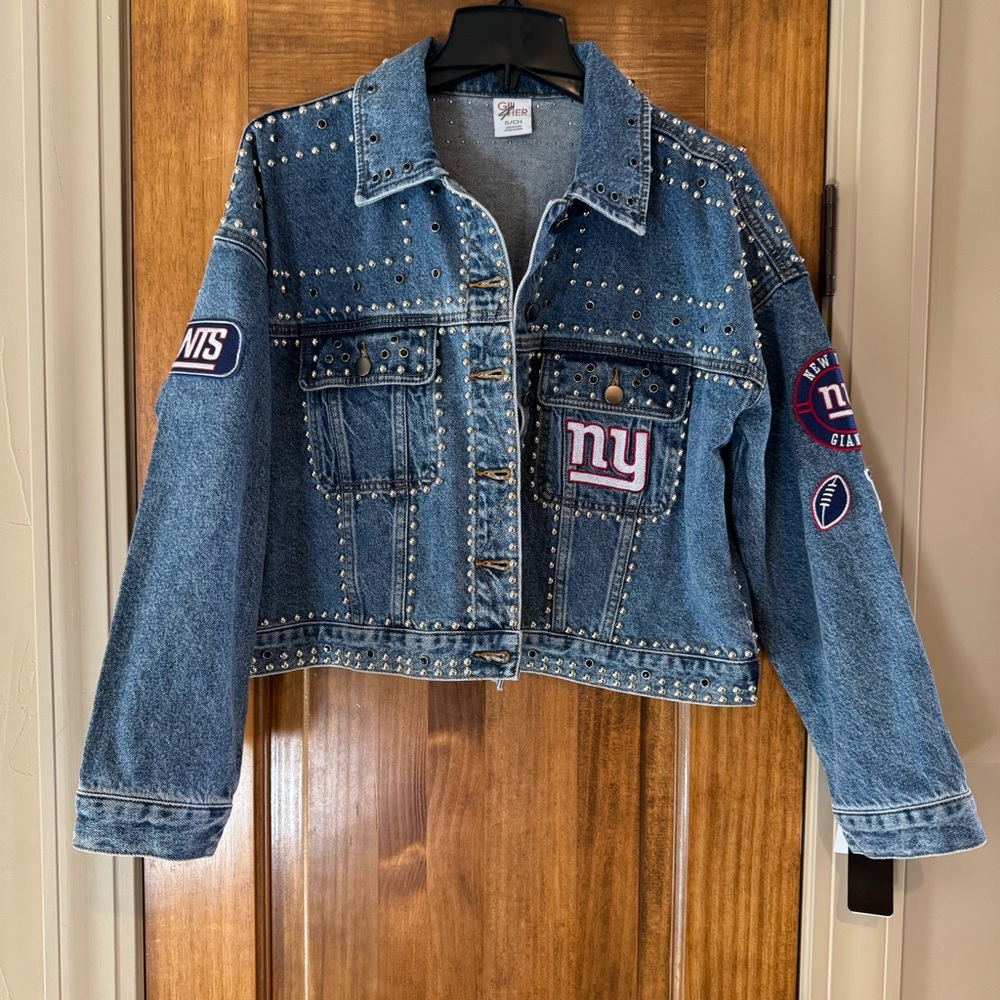 NFL NY Giants Studded Denim Jacket